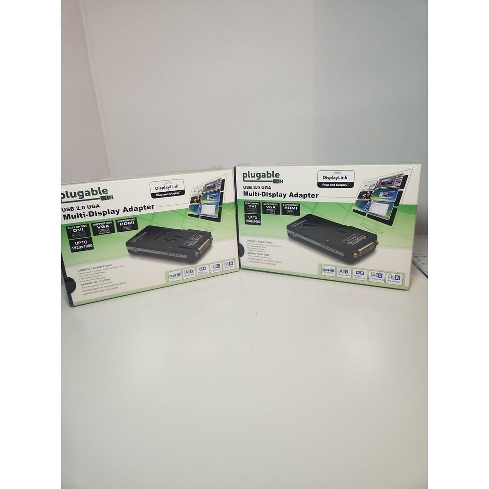 Plugable USB 2.0 Multi-Display Adapter ~ HDMI/DVI/VGA ~ NEW (Lot of 2)